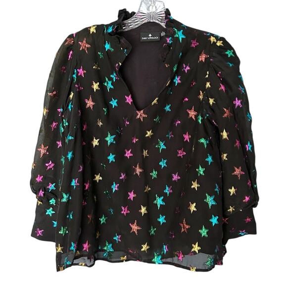 Emily Lovelock Hailey Star Blouse Women's Small Art Deco Metallic Silk Blend - Picture 2 of 6